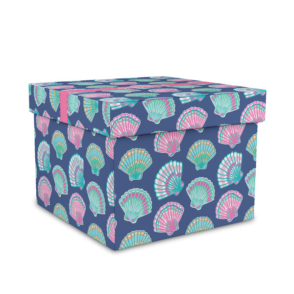 Custom Preppy Sea Shells Gift Box with Lid - Canvas Wrapped - Medium (Personalized)