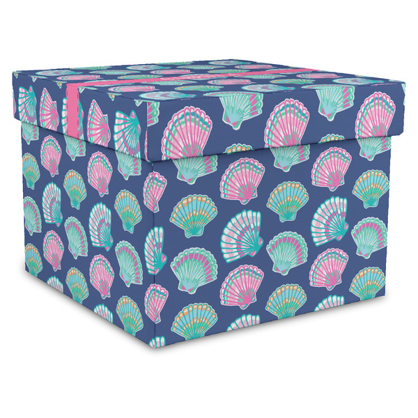 Custom Preppy Sea Shells Gift Box with Lid - Canvas Wrapped - X-Large (Personalized)