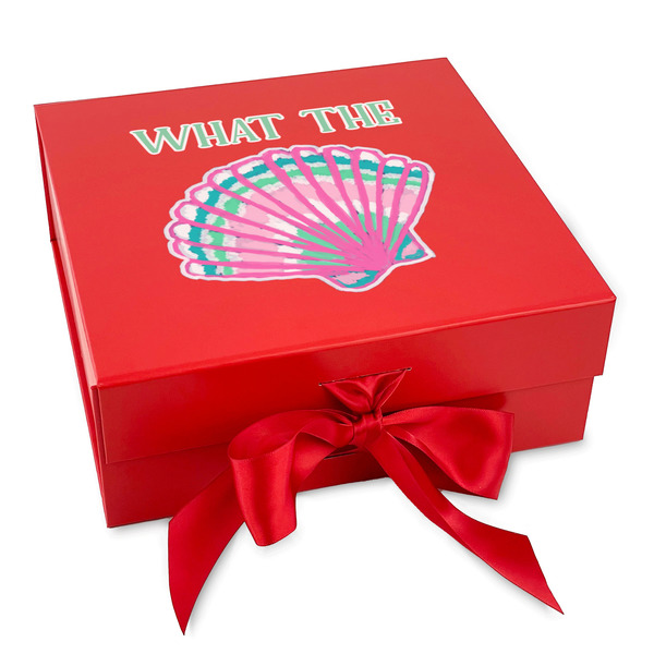 Custom Preppy Sea Shells Gift Box with Magnetic Lid - Red (Personalized)