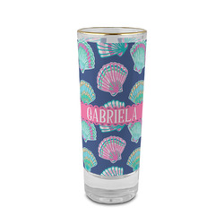 Preppy Sea Shells 2 oz Shot Glass - Glass with Gold Rim (Personalized)