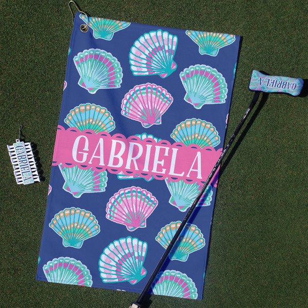 Custom Preppy Sea Shells Golf Towel Gift Set (Personalized)