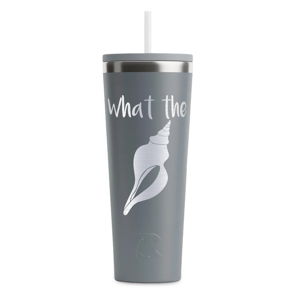 Custom Preppy Sea Shells RTIC Everyday Tumbler with Straw - 28oz - Grey - Double-Sided (Personalized)