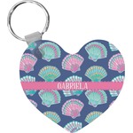 Preppy Sea Shells Heart Plastic Keychain w/ Name or Text