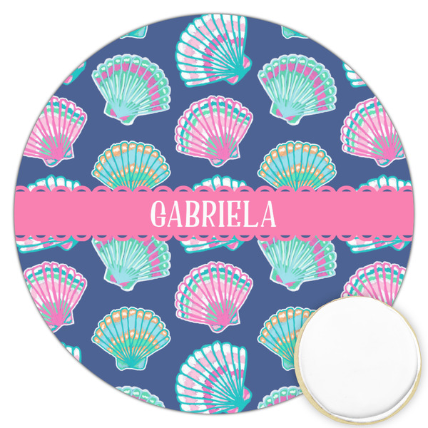 Custom Preppy Sea Shells Printed Cookie Topper - 3.25" (Personalized)