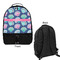 Preppy Sea Shells Large Backpack - Black - Front & Back View