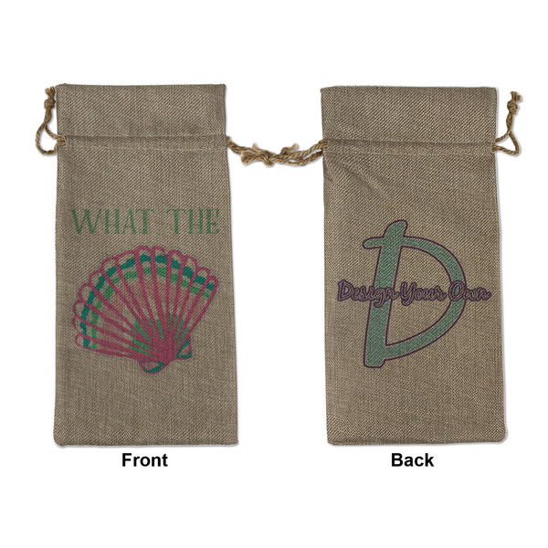 Custom Preppy Sea Shells Large Burlap Gift Bag - Front & Back (Personalized)