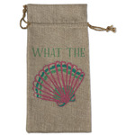 Preppy Sea Shells Large Burlap Gift Bag - Front (Personalized)