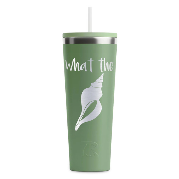 Custom Preppy Sea Shells RTIC Everyday Tumbler with Straw - 28oz - Light Green - Double-Sided (Personalized)