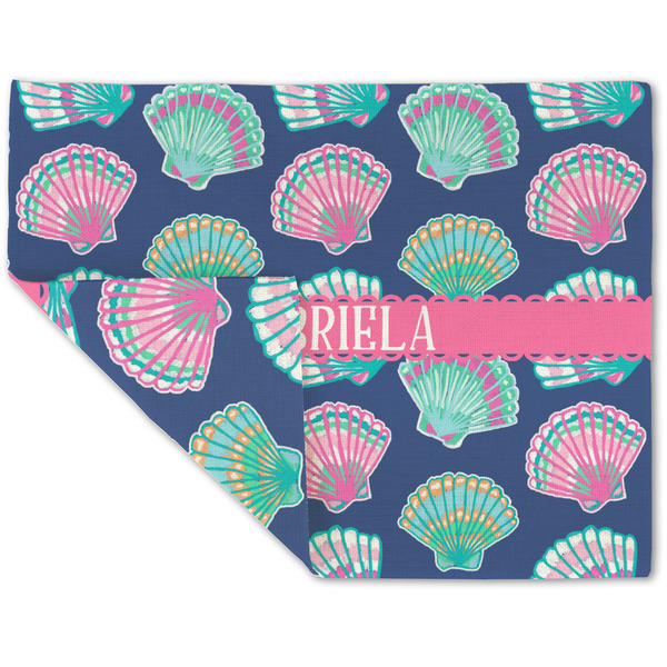 Custom Preppy Sea Shells Double-Sided Linen Placemat - Single w/ Name or Text