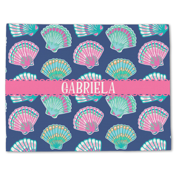 Custom Preppy Sea Shells Single-Sided Linen Placemat - Single w/ Name or Text