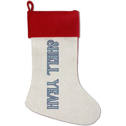 Preppy Sea Shells Red Linen Stocking (Personalized)