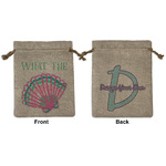 Preppy Sea Shells Medium Burlap Gift Bag - Front & Back (Personalized)