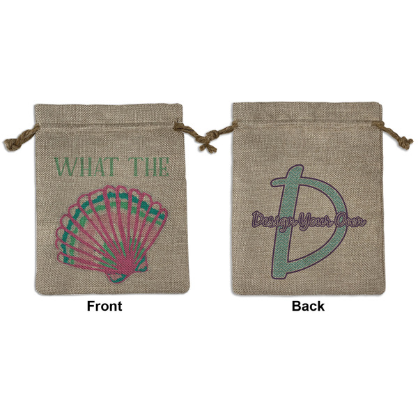 Custom Preppy Sea Shells Medium Burlap Gift Bag - Front & Back (Personalized)