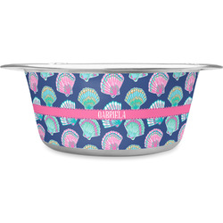 Preppy Sea Shells Stainless Steel Dog Bowl - Large (Personalized)