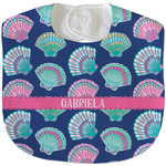 Preppy Sea Shells Velour Baby Bib w/ Name or Text