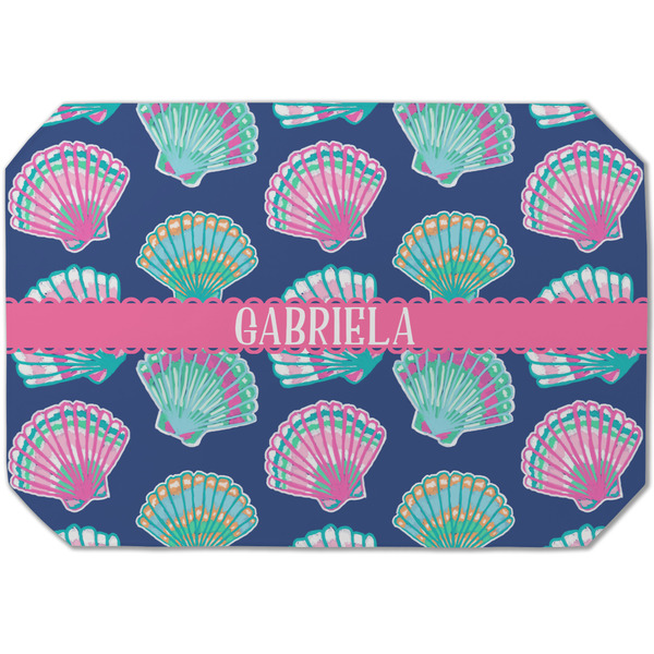 Custom Preppy Sea Shells Dining Table Mat - Octagon (Single-Sided) w/ Name or Text