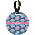 Preppy Sea Shells Plastic Luggage Tag - Round (Personalized)