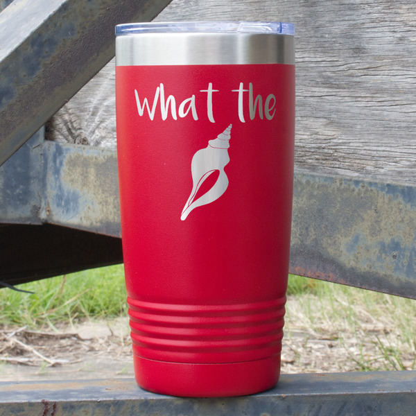 Custom Preppy Sea Shells 20 oz Stainless Steel Tumbler - Red - Double Sided (Personalized)