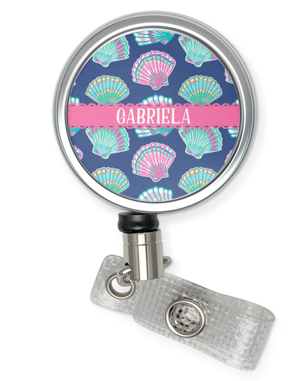 Seashell Retractable Name Badge Holder Reel