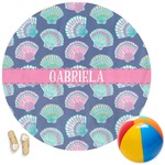 Preppy Sea Shells Round Beach Towel (Personalized)