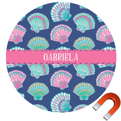 Preppy Sea Shells Round Car Magnet - 6" (Personalized)