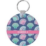 Preppy Sea Shells Round Plastic Keychain (Personalized)