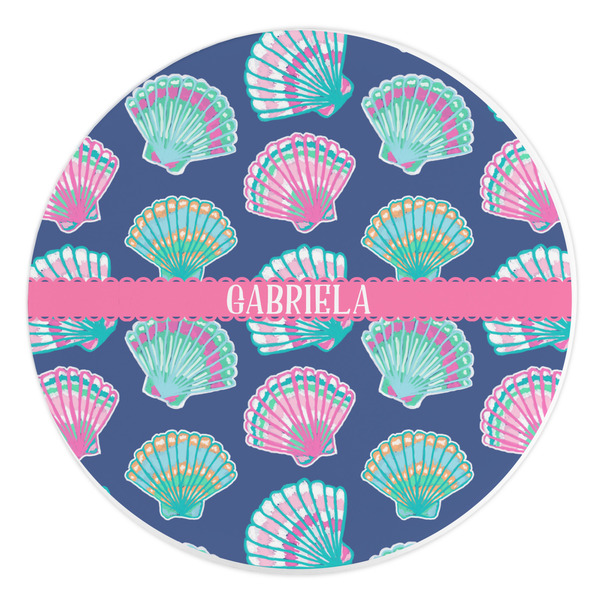 Custom Preppy Sea Shells Round Stone Trivet (Personalized)