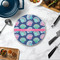 Preppy Sea Shells Round Stone Trivet - In Context View