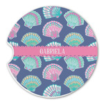 Preppy Sea Shells Sandstone Car Coaster - Single (Personalized)