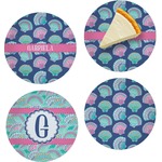 Preppy Sea Shells Set of 4 Glass Appetizer / Dessert Plate 8" (Personalized)