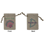 Preppy Sea Shells Small Burlap Gift Bag - Front & Back (Personalized)