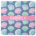 Preppy Sea Shells Square Rubber Backed Coaster (Personalized)