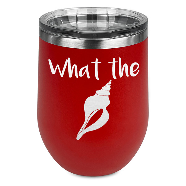 Custom Preppy Sea Shells Stemless Stainless Steel Wine Tumbler - Red - Double Sided (Personalized)