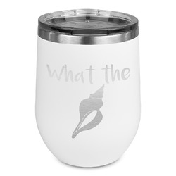 Preppy Sea Shells Stemless Stainless Steel Wine Tumbler - White - Single Sided (Personalized)