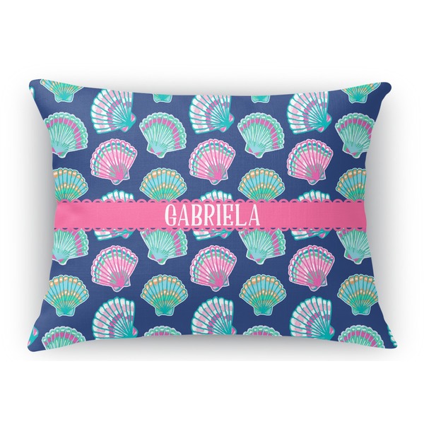 Custom Preppy Sea Shells Rectangular Throw Pillow Case - 12"x18" (Personalized)