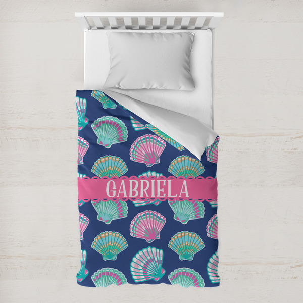 Custom Preppy Sea Shells Toddler Duvet Cover w/ Name or Text