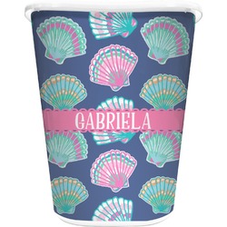 Preppy Sea Shells Waste Basket - Double Sided (White) (Personalized)