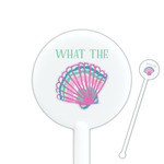 Preppy Sea Shells 5.5" Round Plastic Stir Sticks - White - Single Sided (Personalized)