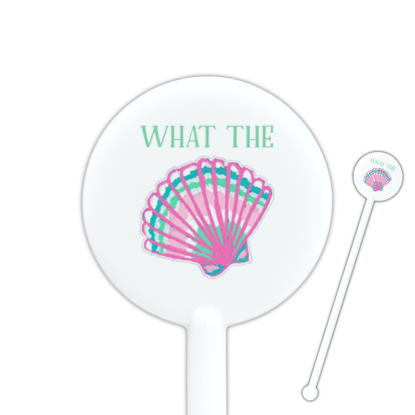 Custom Preppy Sea Shells 5.5" Round Plastic Stir Sticks - White - Single Sided (Personalized)