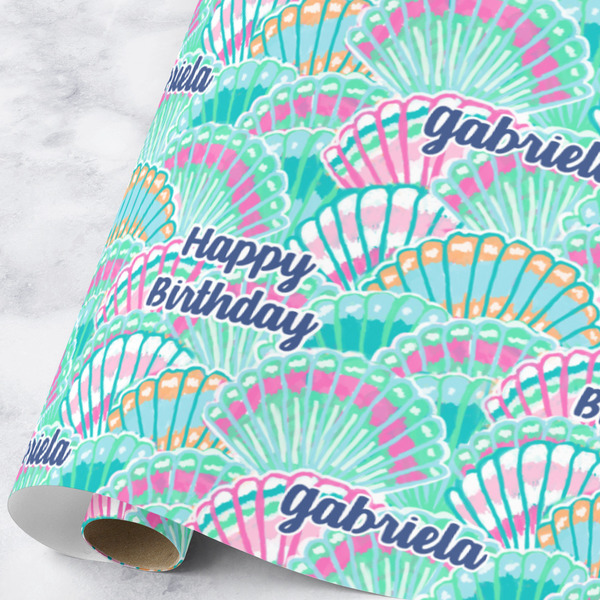 Custom Preppy Sea Shells Wrapping Paper Roll - Large (Personalized)