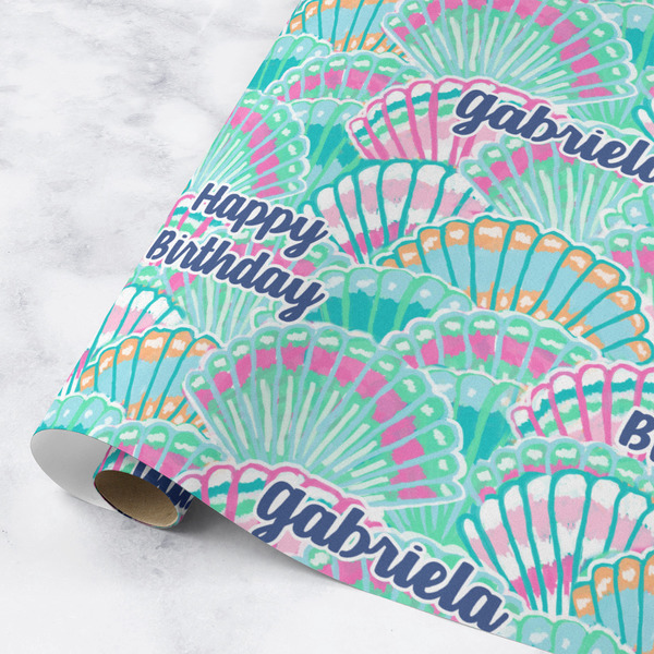 Custom Preppy Sea Shells Wrapping Paper Roll - Medium - Matte (Personalized)