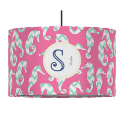 Sea Horses 12" Drum Pendant Lamp - Fabric (Personalized)