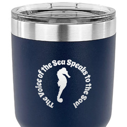 Sea Horses 30 oz Stainless Steel Tumbler - Navy - Double Sided (Personalized)