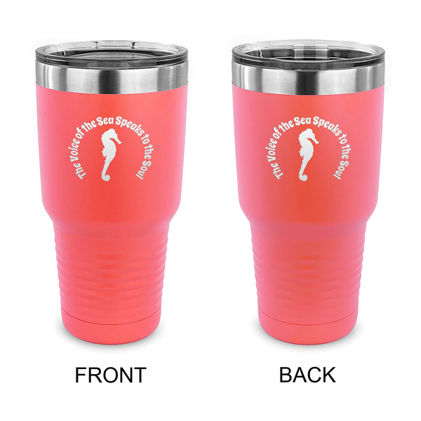 Custom Sea Horses 30 oz Stainless Steel Tumbler - Coral - Double Sided (Personalized)