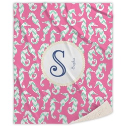 Sea Horses Sherpa Throw Blanket - 60"x80" (Personalized)