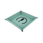 Sea Horses Faux Leather Dice Tray - 6" x 6" - Teal (Personalized)