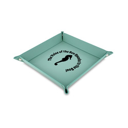 Sea Horses 6" x 6" Teal Faux Leather Valet Tray (Personalized)