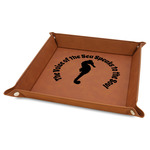 Sea Horses Faux Leather Dice Tray - 9" x 9" - Rawhide (Personalized)