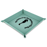 Sea Horses Faux Leather Dice Tray - 9" x 9"  - Teal (Personalized)