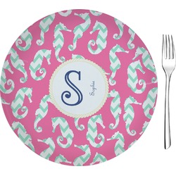 Sea Horses Glass Appetizer / Dessert Plate 8" (Personalized)